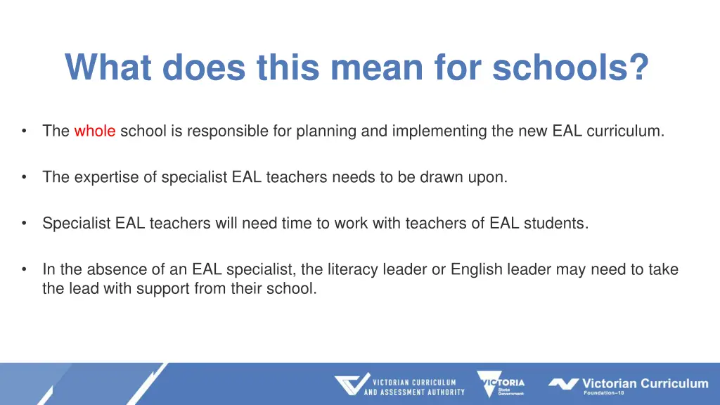what does this mean for schools