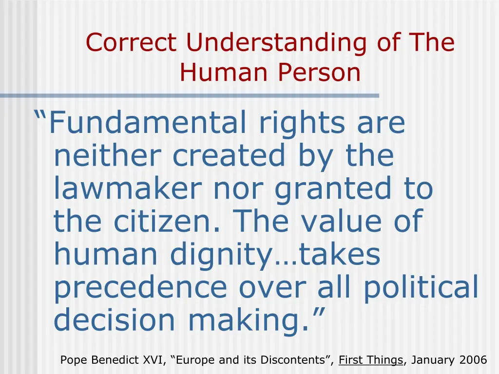 correct understanding of the human person 1