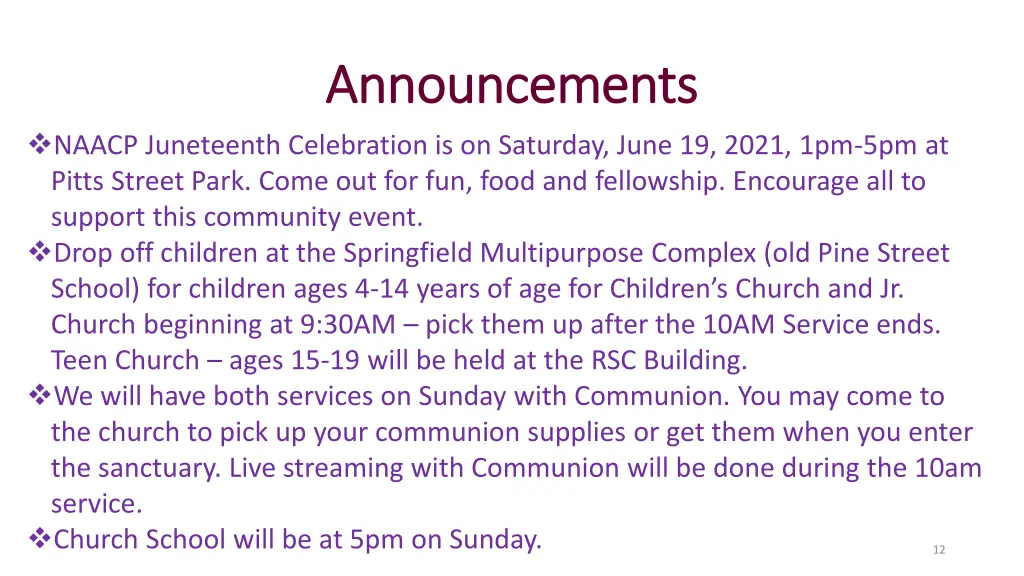 announcements announcements