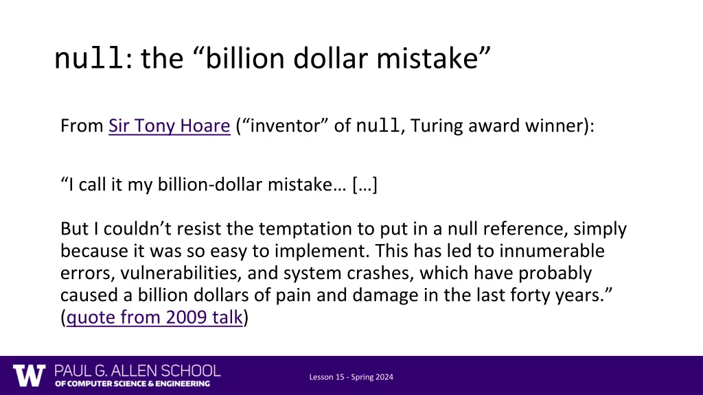 null the billion dollar mistake