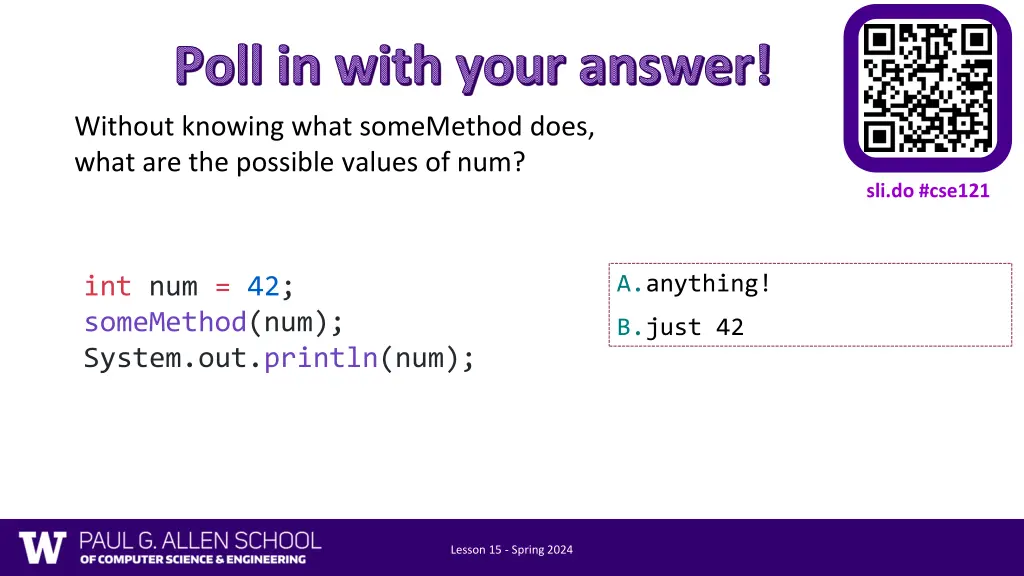 poll in with your answer