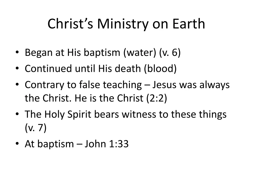 christ s ministry on earth