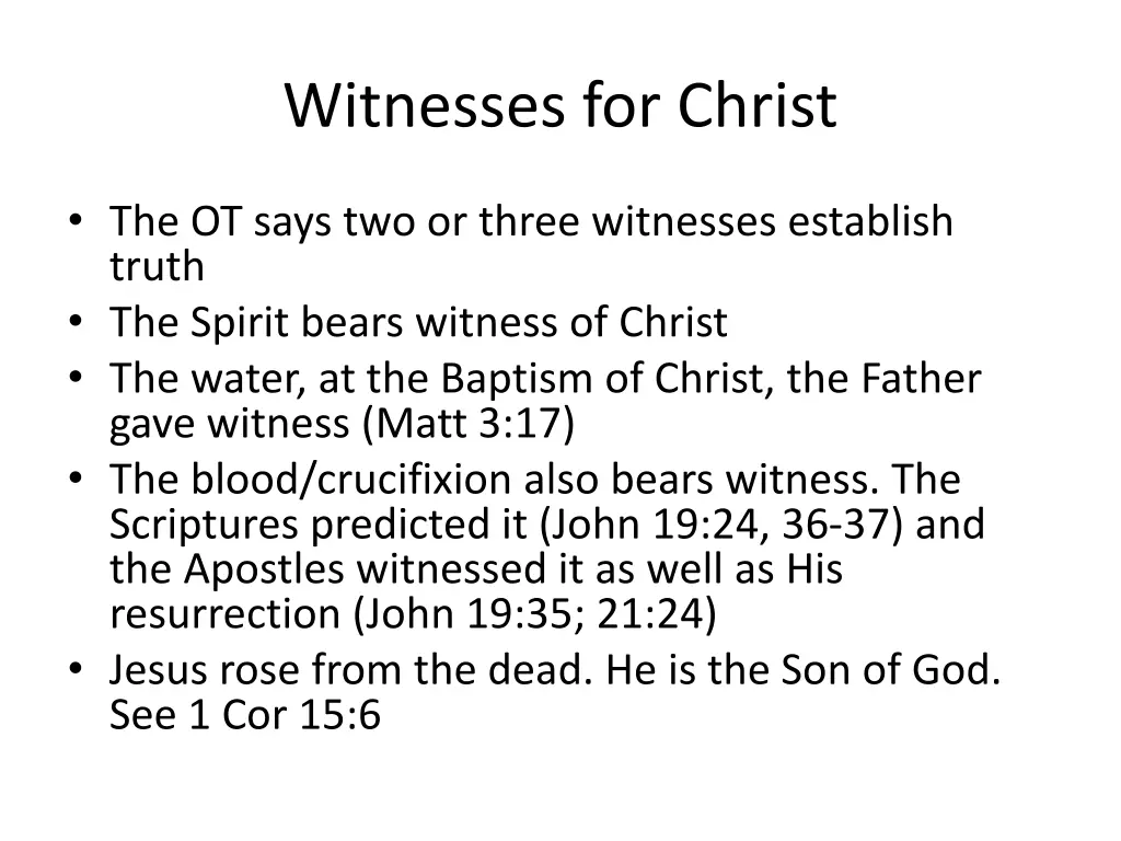 witnesses for christ
