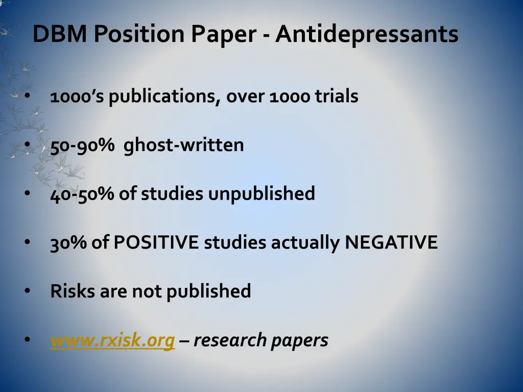 dbm position paper antidepressants