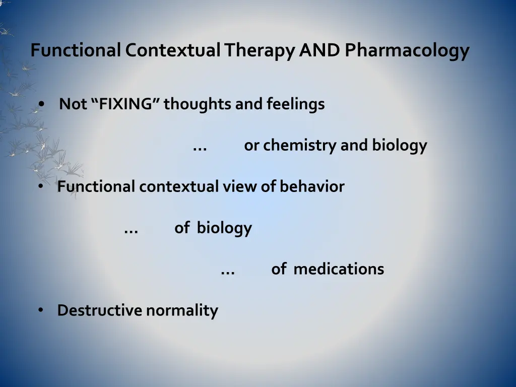 functional contextual therapy and pharmacology