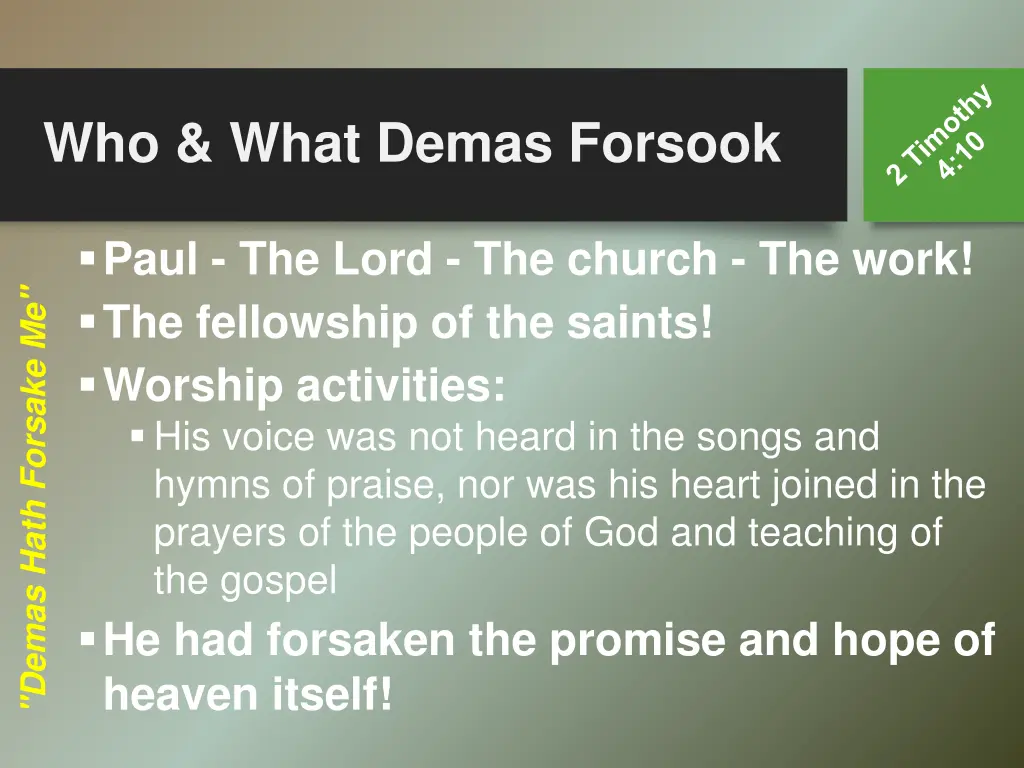 who what demas forsook