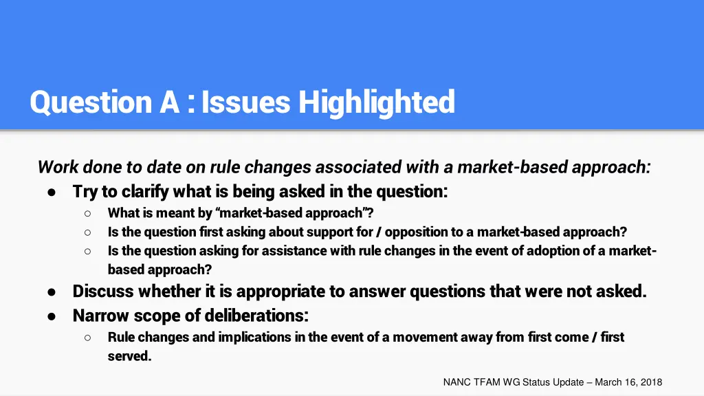 question a issues highlighted