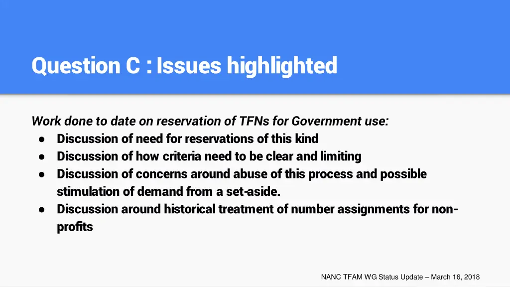 question c issues highlighted