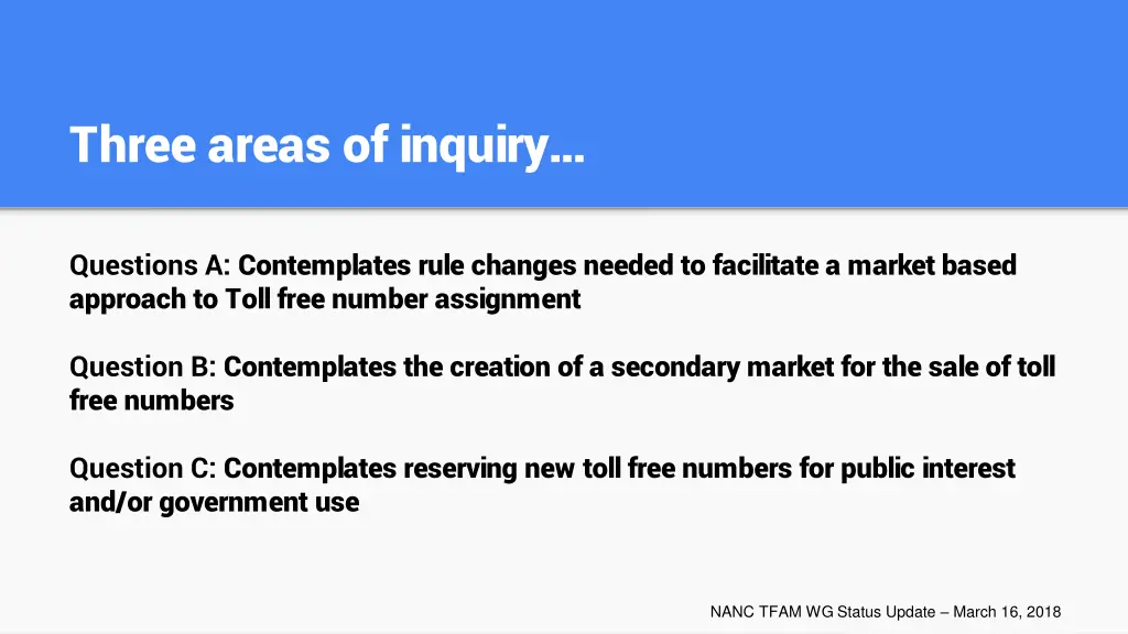 three areas of inquiry