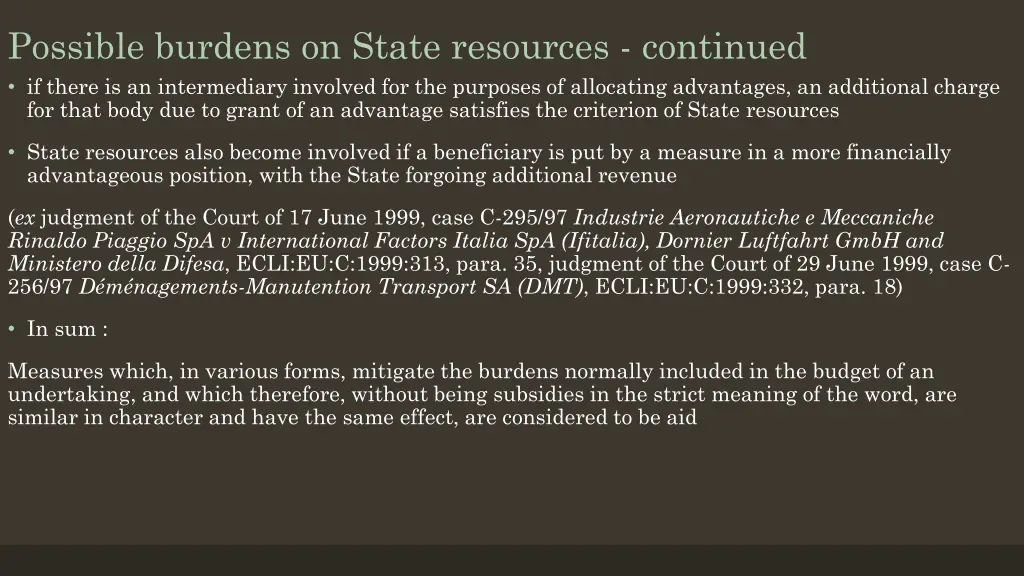 possible burdens on state resources continued