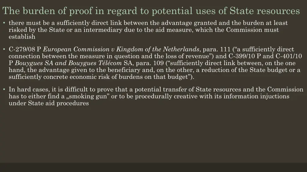 the burden of proof in regard to potential uses