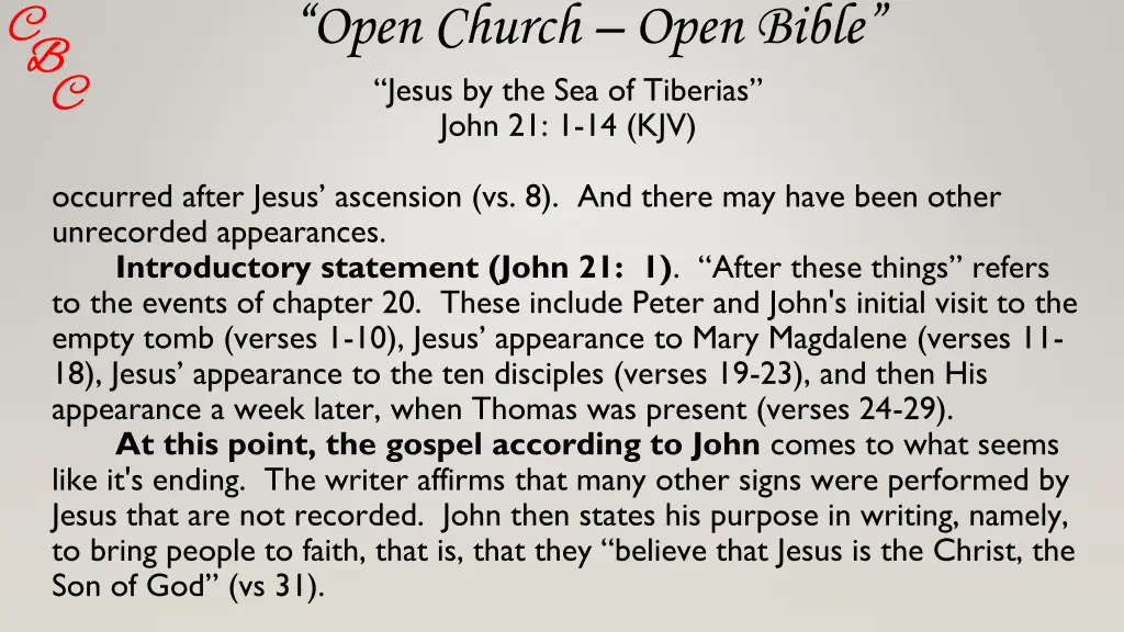 open church open bible jesus