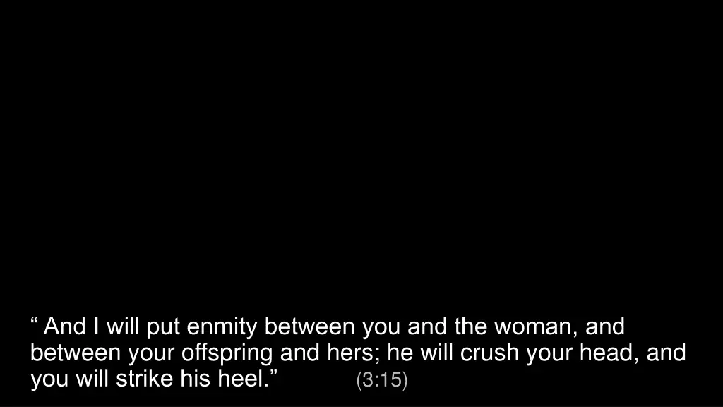 and i will put enmity between you and the woman