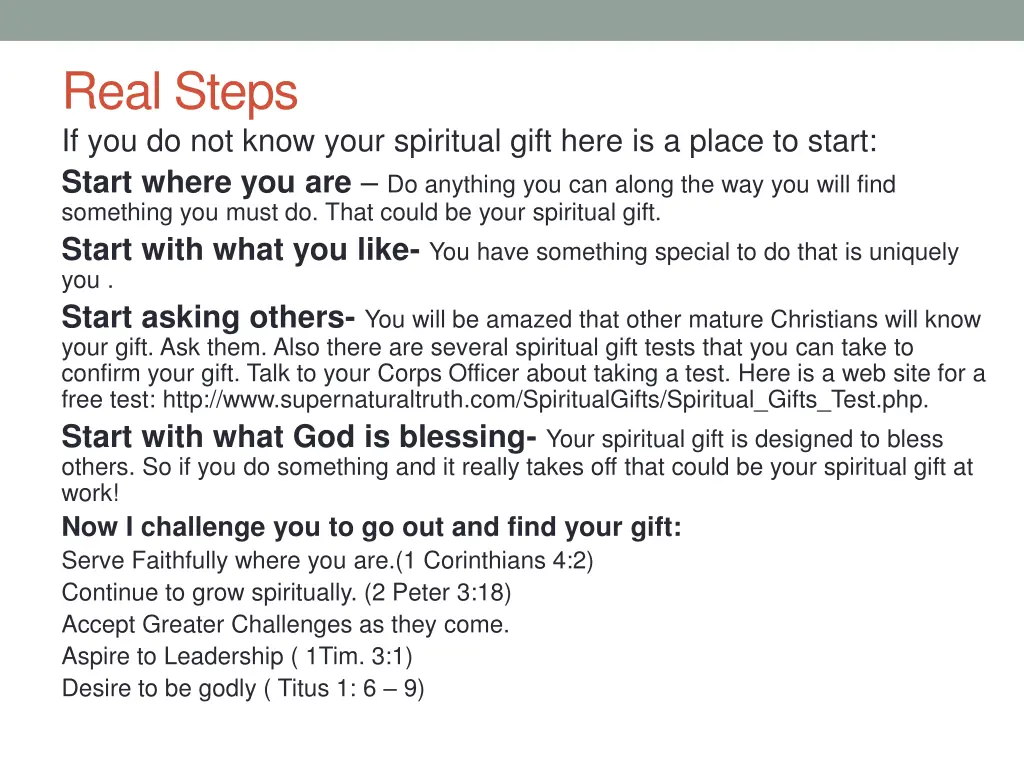 real steps if you do not know your spiritual gift