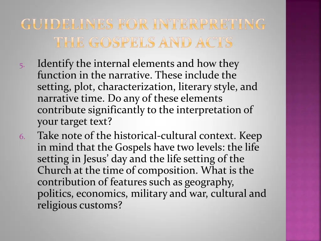 guidelines for interpreting the gospels and acts 2