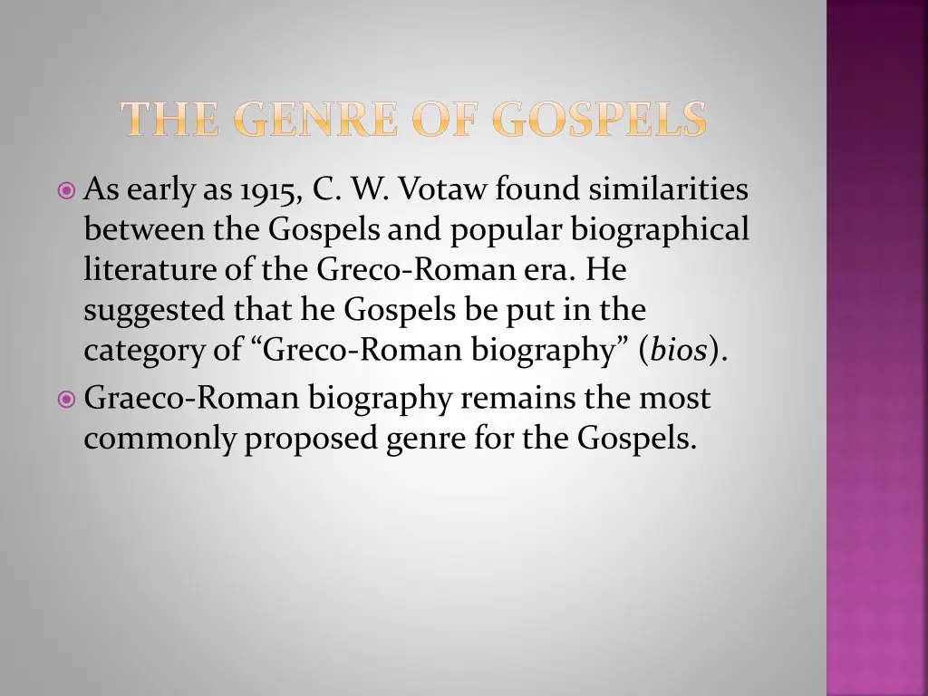 the genre of gospels