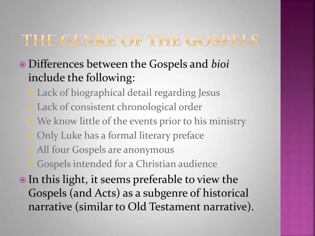 the genre of the gospels