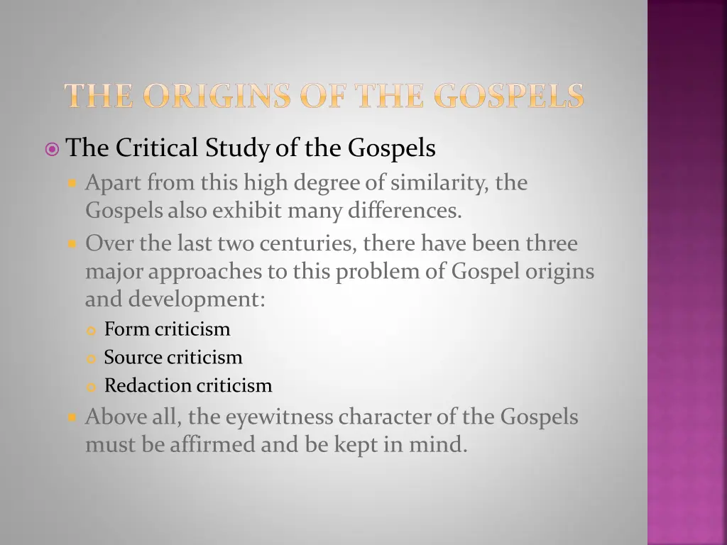 the origins of the gospels 2