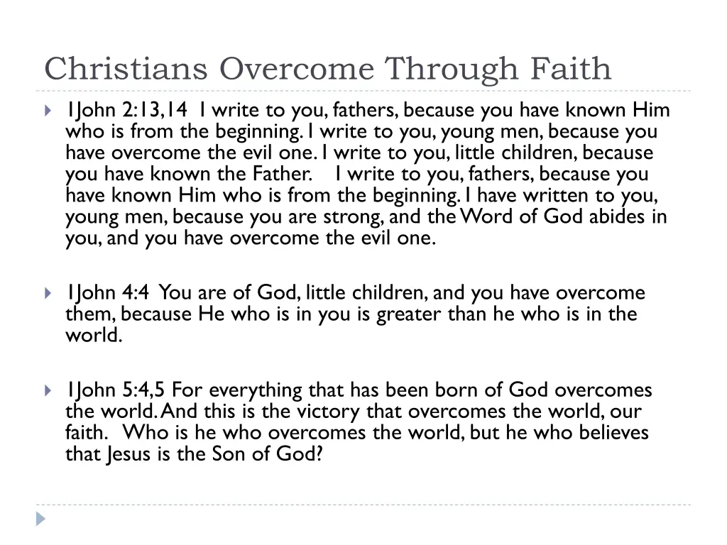 christians overcome through faith
