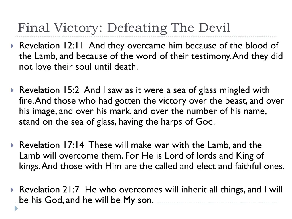 final victory defeating the devil