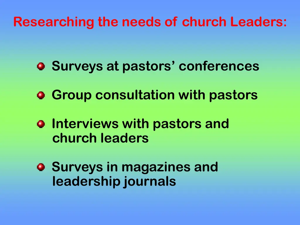researching the needs of church leaders