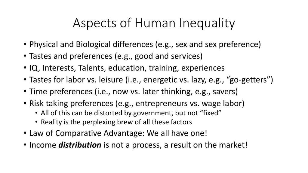 aspects of human inequality