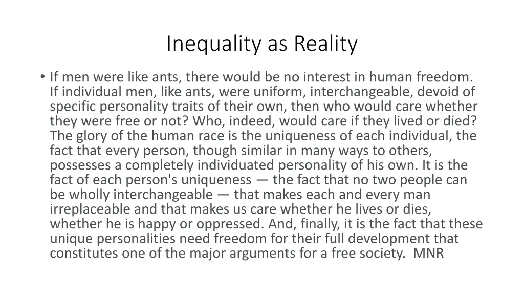 inequality as reality