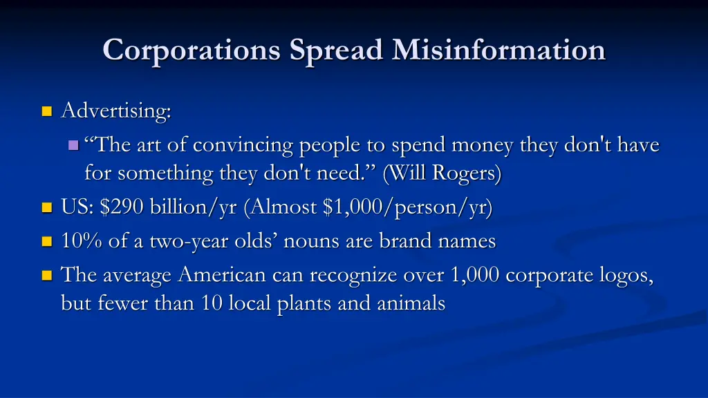 corporations spread misinformation