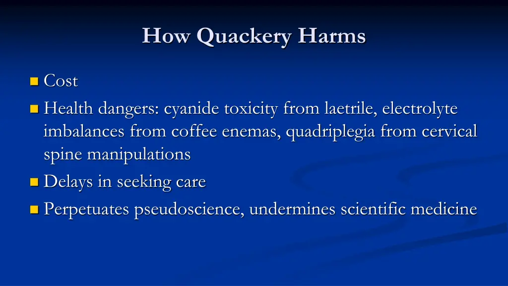 how quackery harms