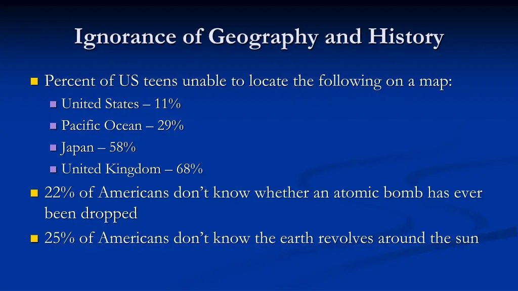 ignorance of geography and history