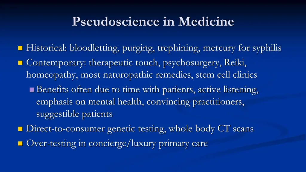 pseudoscience in medicine