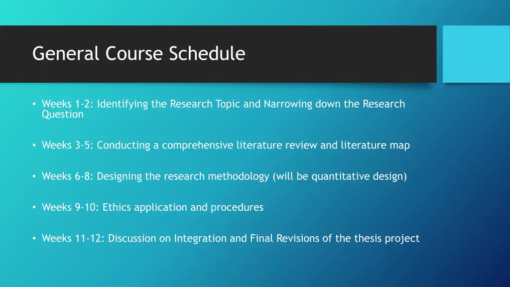 general course schedule