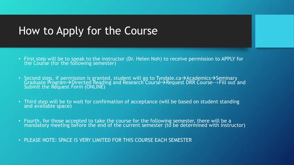how to apply for the course