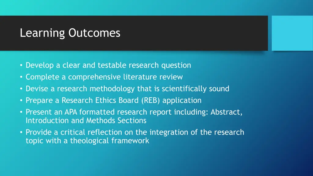 learning outcomes