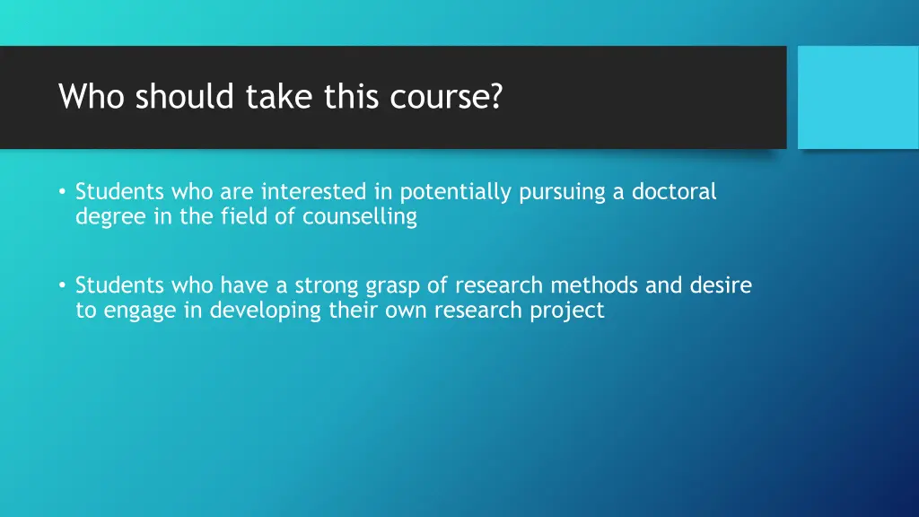 who should take this course