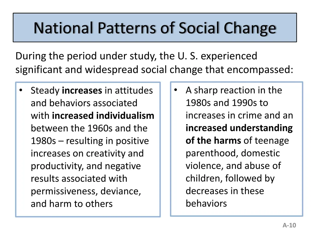 national patterns of social change