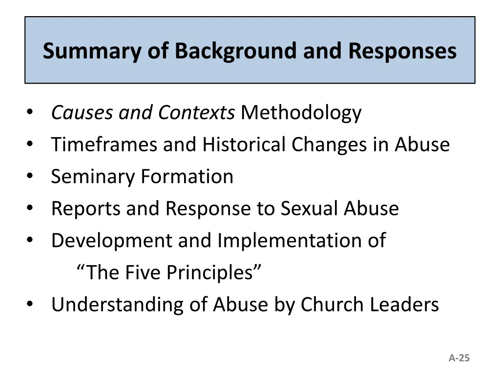 summary of background and responses