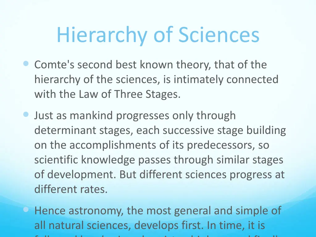 hierarchy of sciences
