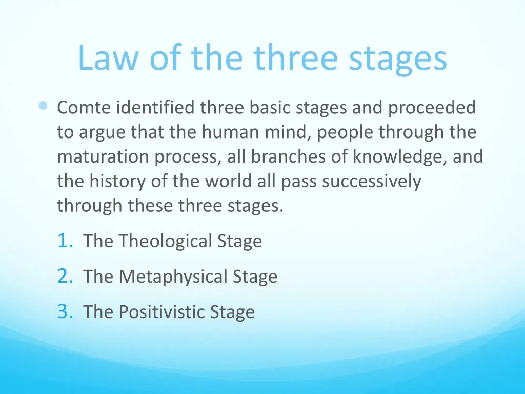 law of the three stages