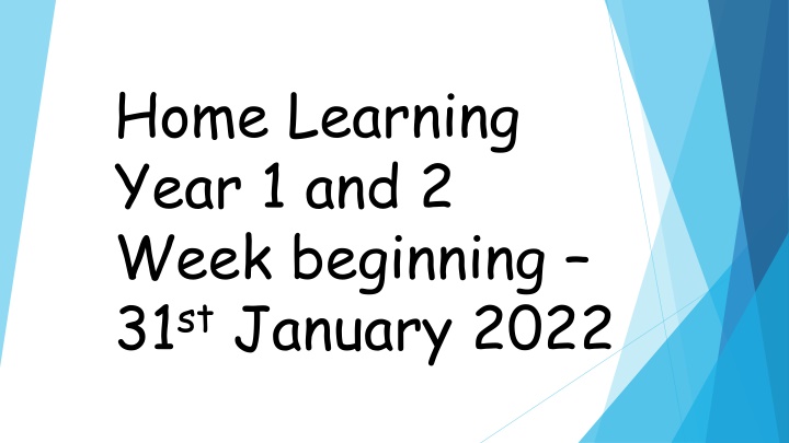home learning year 1 and 2 week beginning