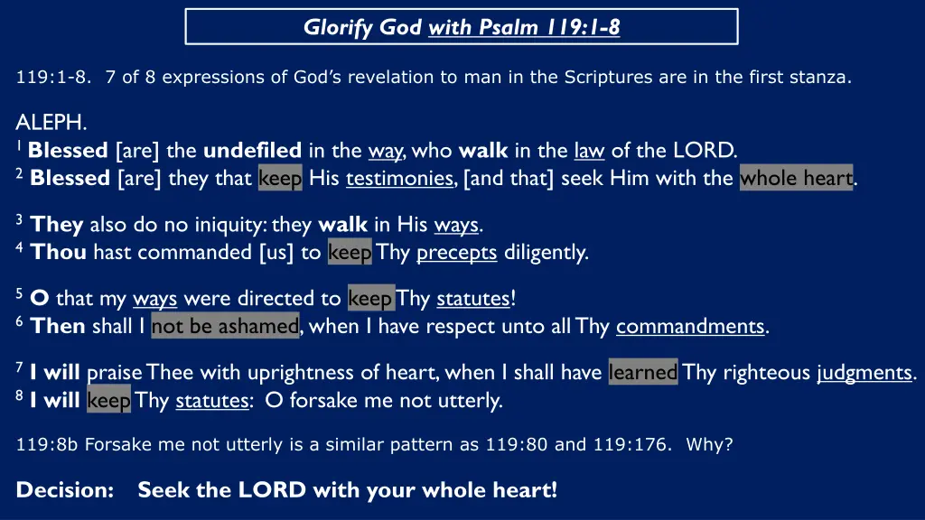 glorify god with psalm 119 1 8