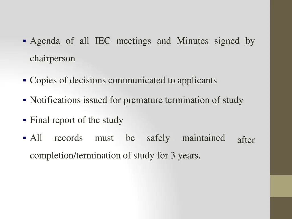 agenda of all iec meetings and minutes signed by