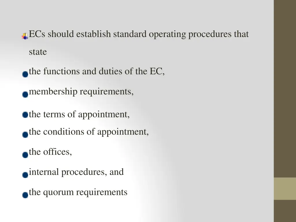 ecs should establish standard operating