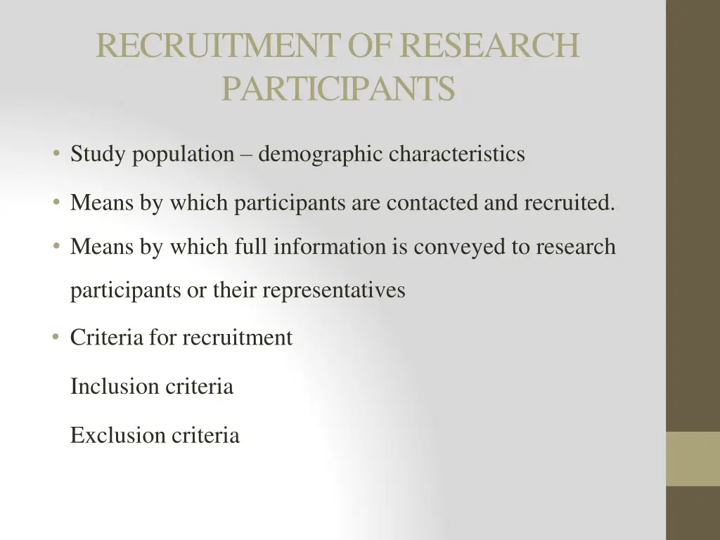 recruitmentofresearch participants