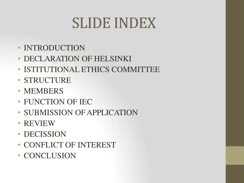 slide index
