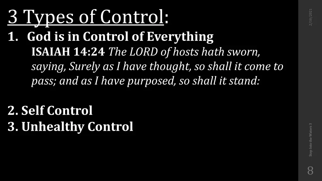 3 types of control 1 god is in control
