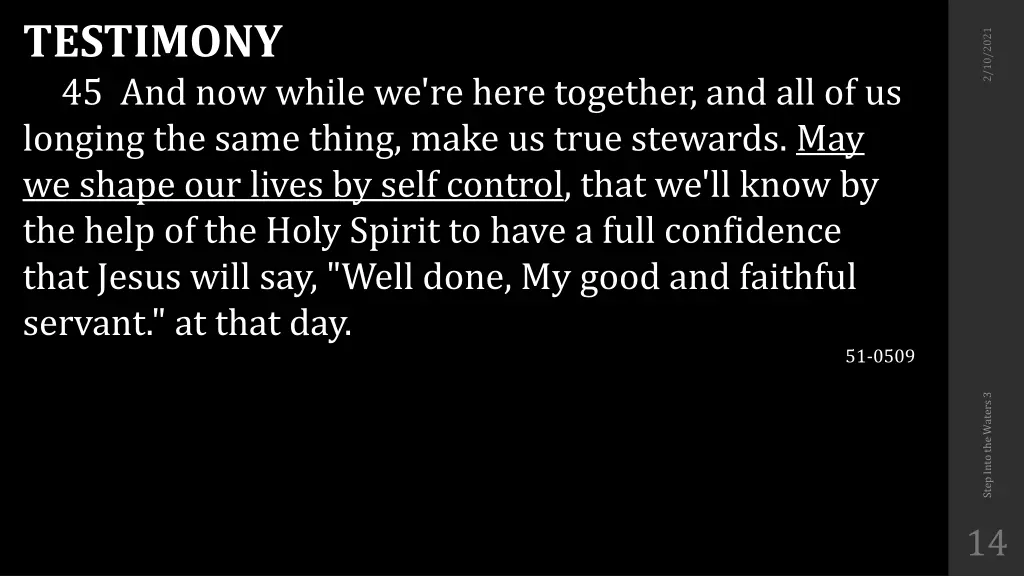 testimony 45 and now while we re here together