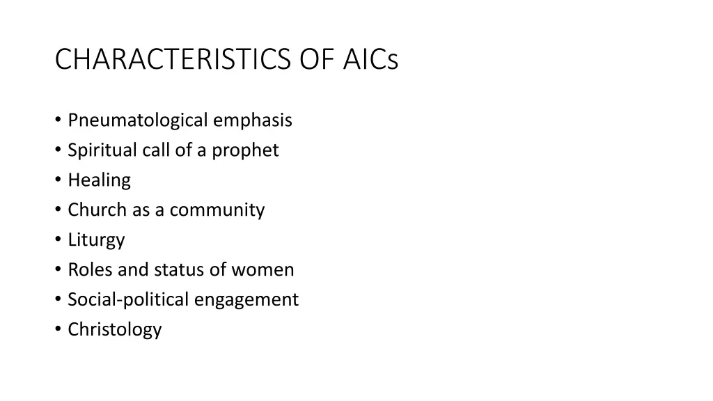 characteristics of aics