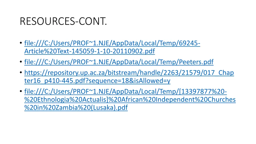 resources cont
