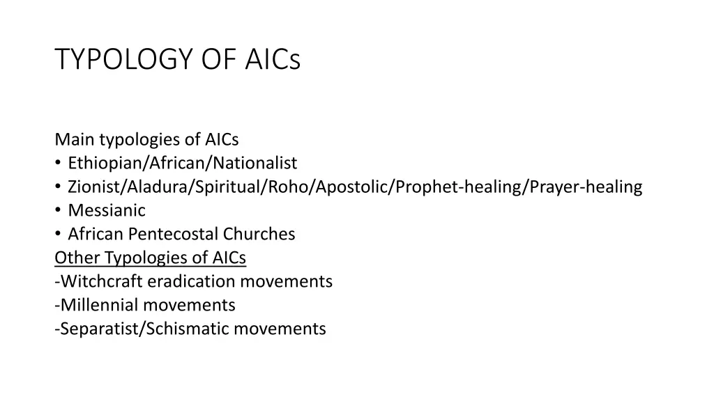 typology of aics